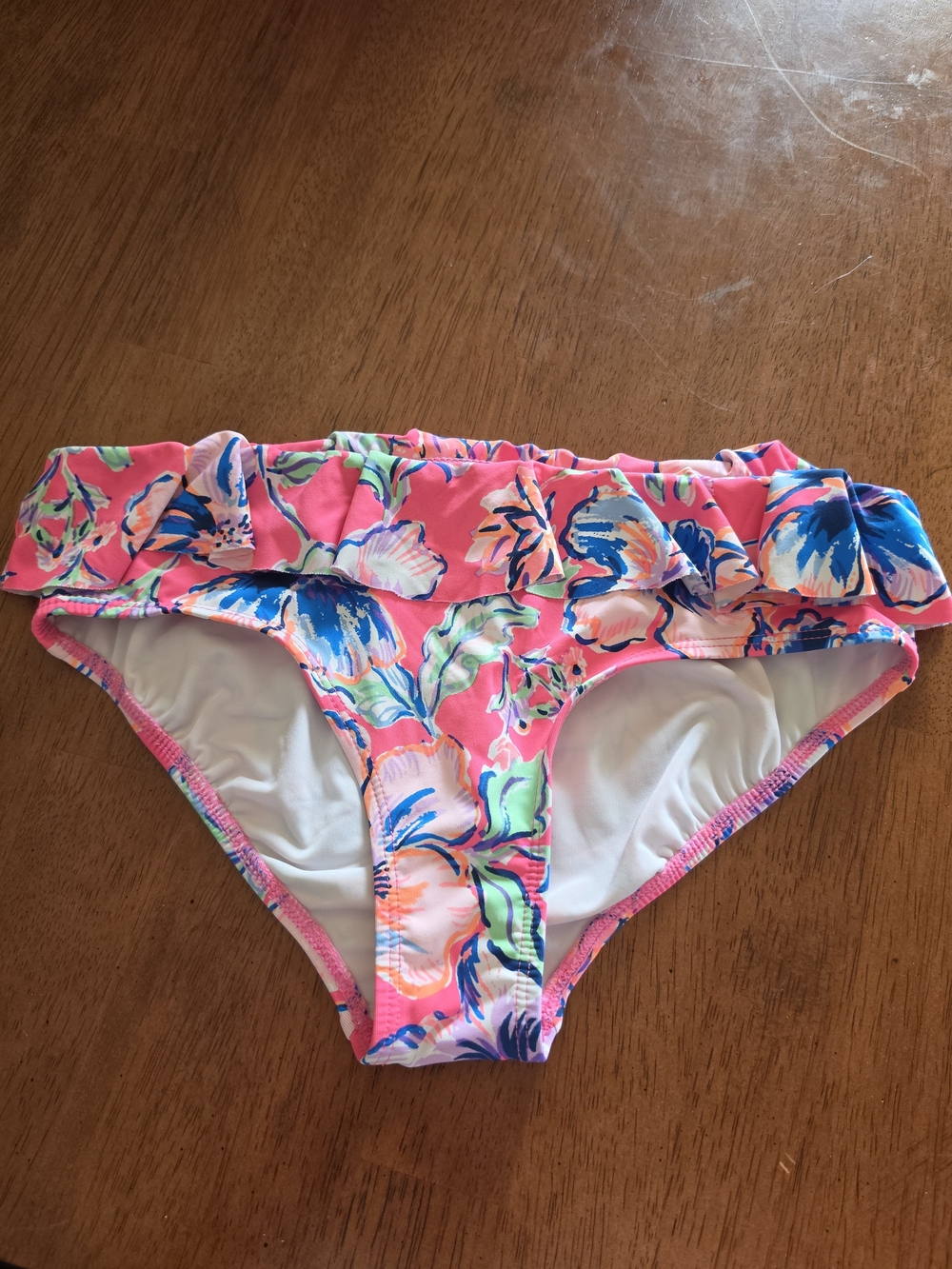 Lilly Pulitzer Neon Pink Floral Ruffle Bikini Bottoms